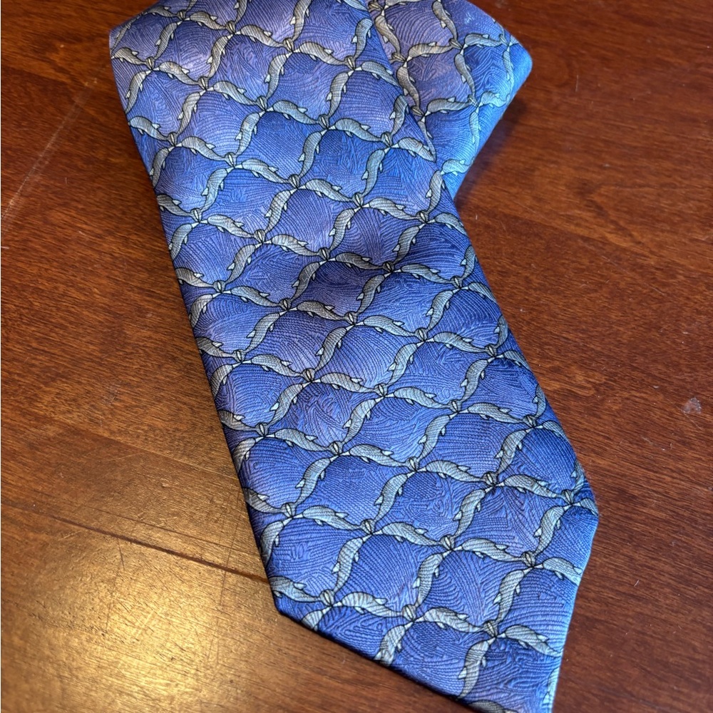 Nature Conservancy Blue & Gold Patterned Silk NeckTie